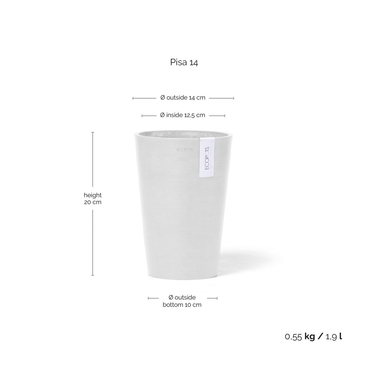 BLUMENTOPF Pisa 14/20 cm Weiß - Weiß, Kunststoff (14/20cm) - Ecopots
