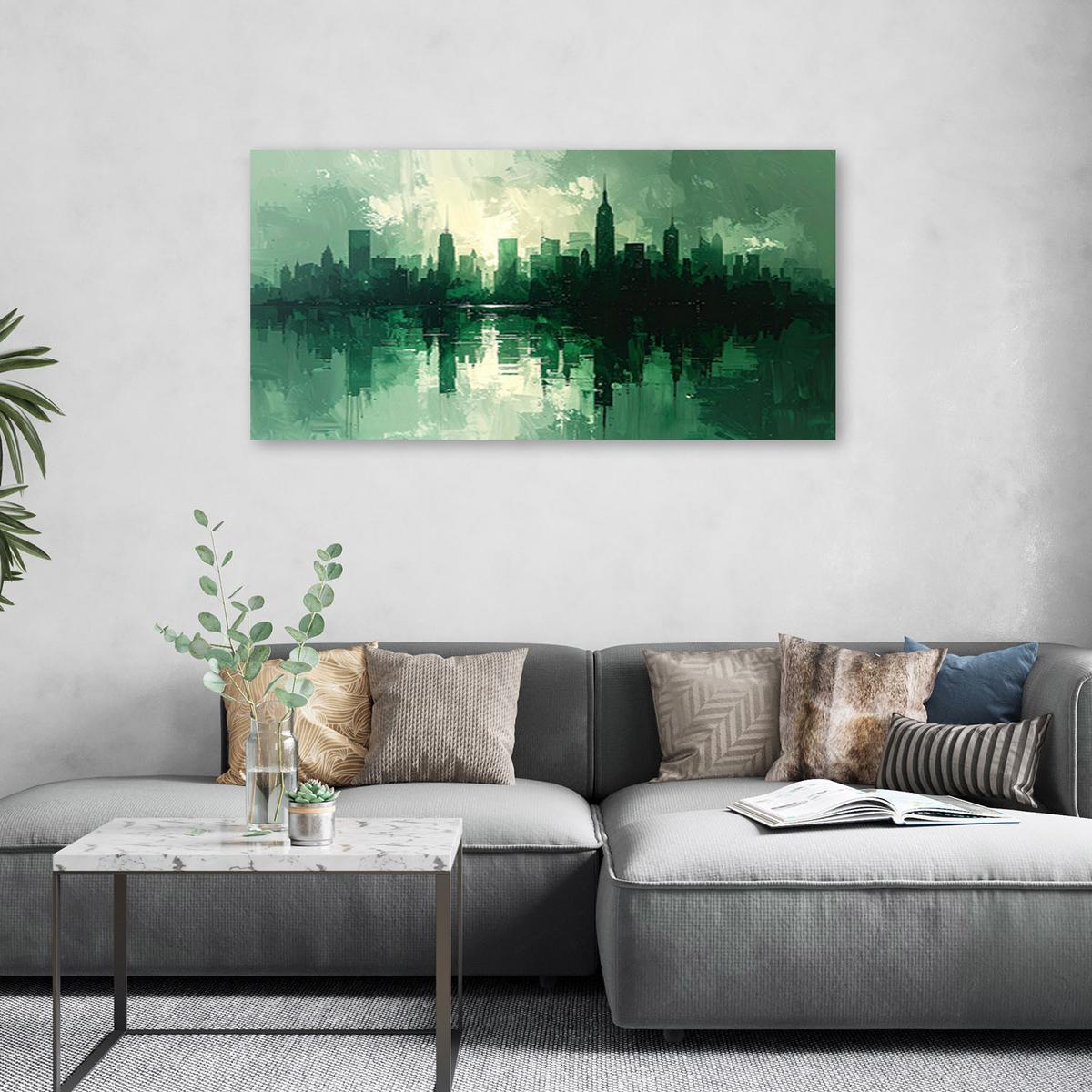 LEINWANDBILD Städte & Architektur 120x60cm - Grün, Textil (120/60cm) - Feeby