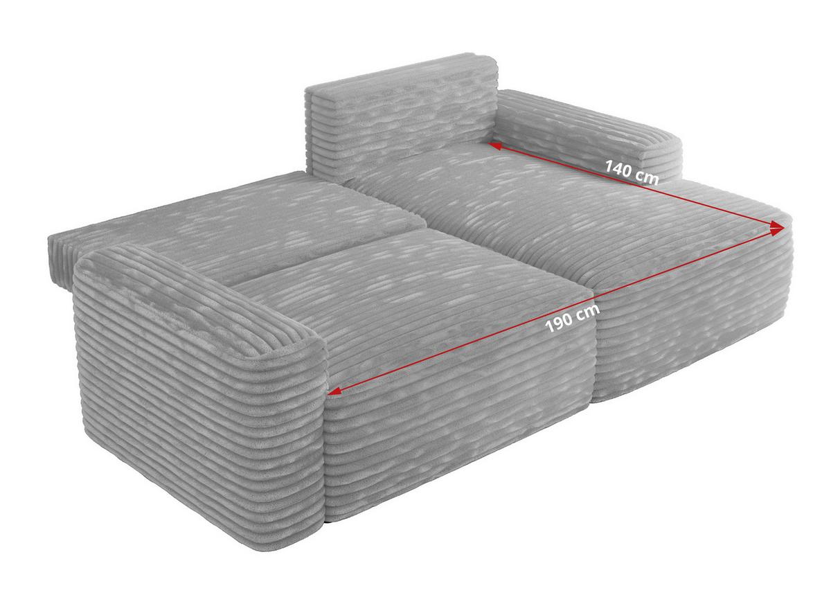 ECKSOFA BELLUNO L Grau Cord - Links - Schwarz/Grau, Textil (144/233cm) - MKS