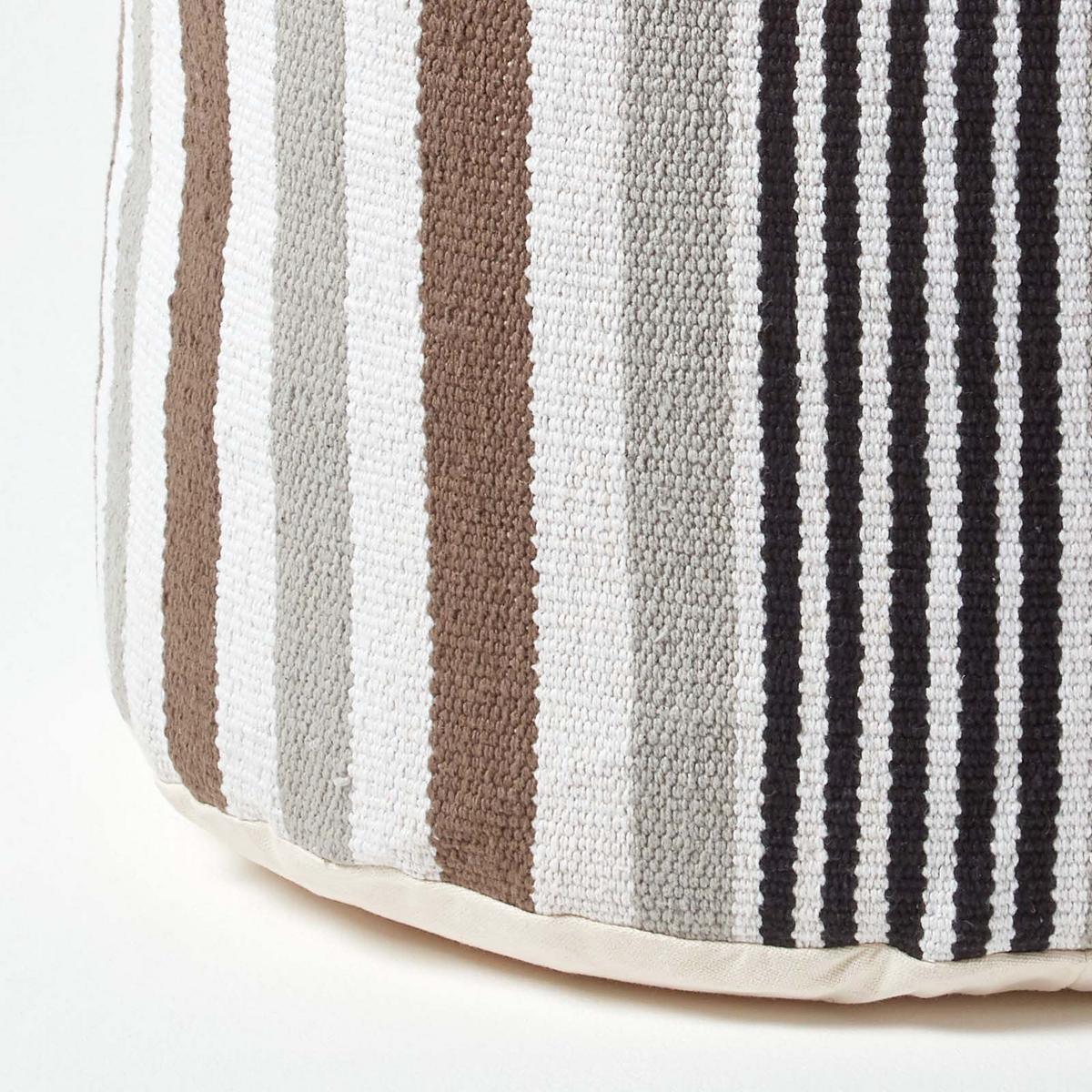 SITZPOUF rund mit Streifenmuster, 40/40/45 cm - Grau, Textil (45/40/45cm) - Homescapes
