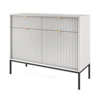 SIDEBOARD Eternas 2T 2S Grau 104/83/39 cm – schwarze Füße, mit geriffelten Fronten - Schwarz/Grau, Holzwerkstoff (104/83/39cm) - AX Living