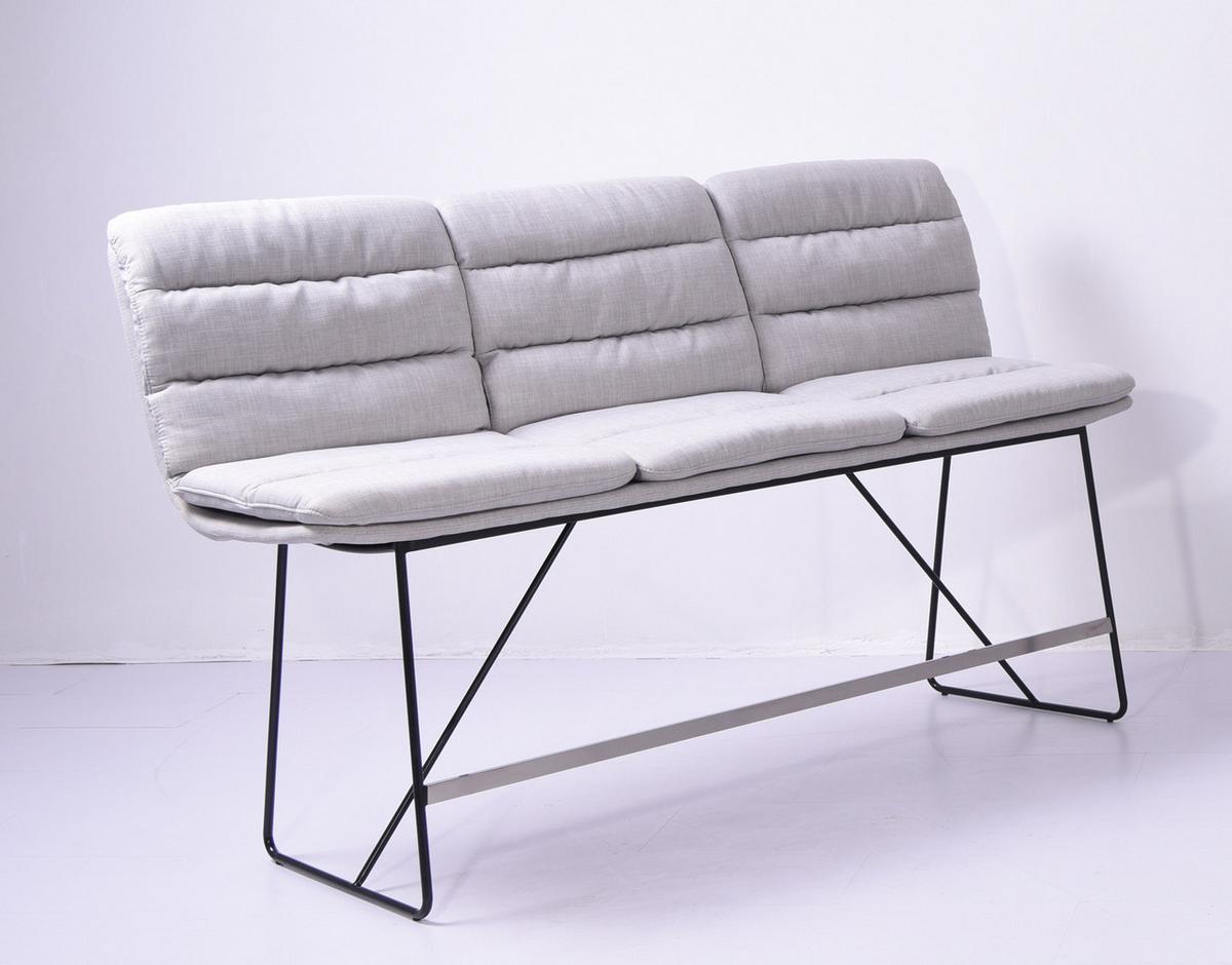 THEKENBANK VINCE Hellgrau Webstoff - Hellgrau, Textil (180/110/56cm) - KAWOLA