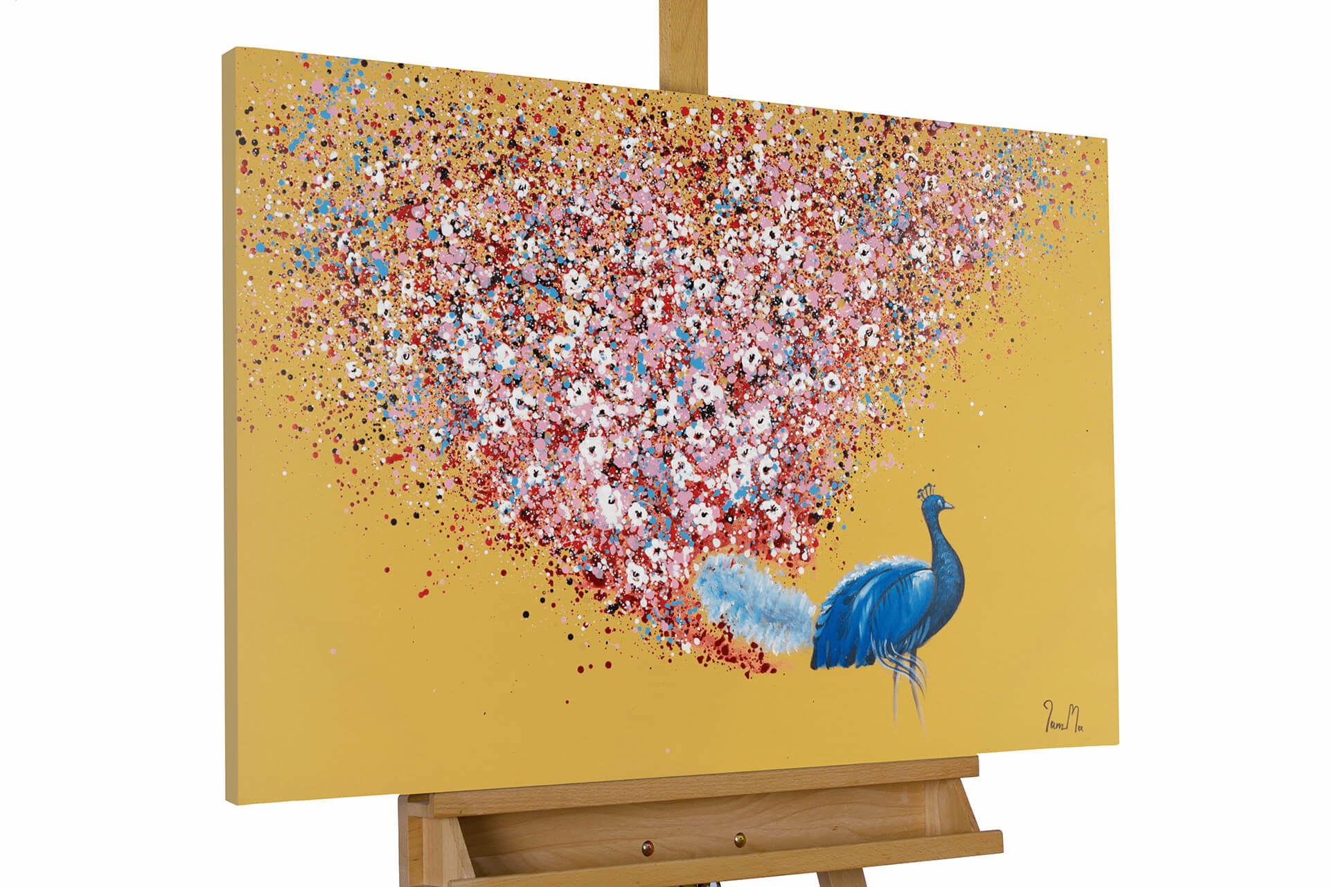 ACRYLBILD HANDGEMALT 90/60 cm - Blau/Pink, Holz/Textil (90/60cm) - KUNSTLOFT