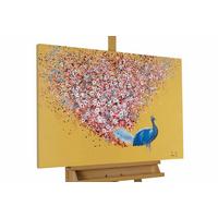 ACRYLBILD HANDGEMALT 90/60 cm - Blau/Pink, Holz/Textil (90/60cm) - KUNSTLOFT