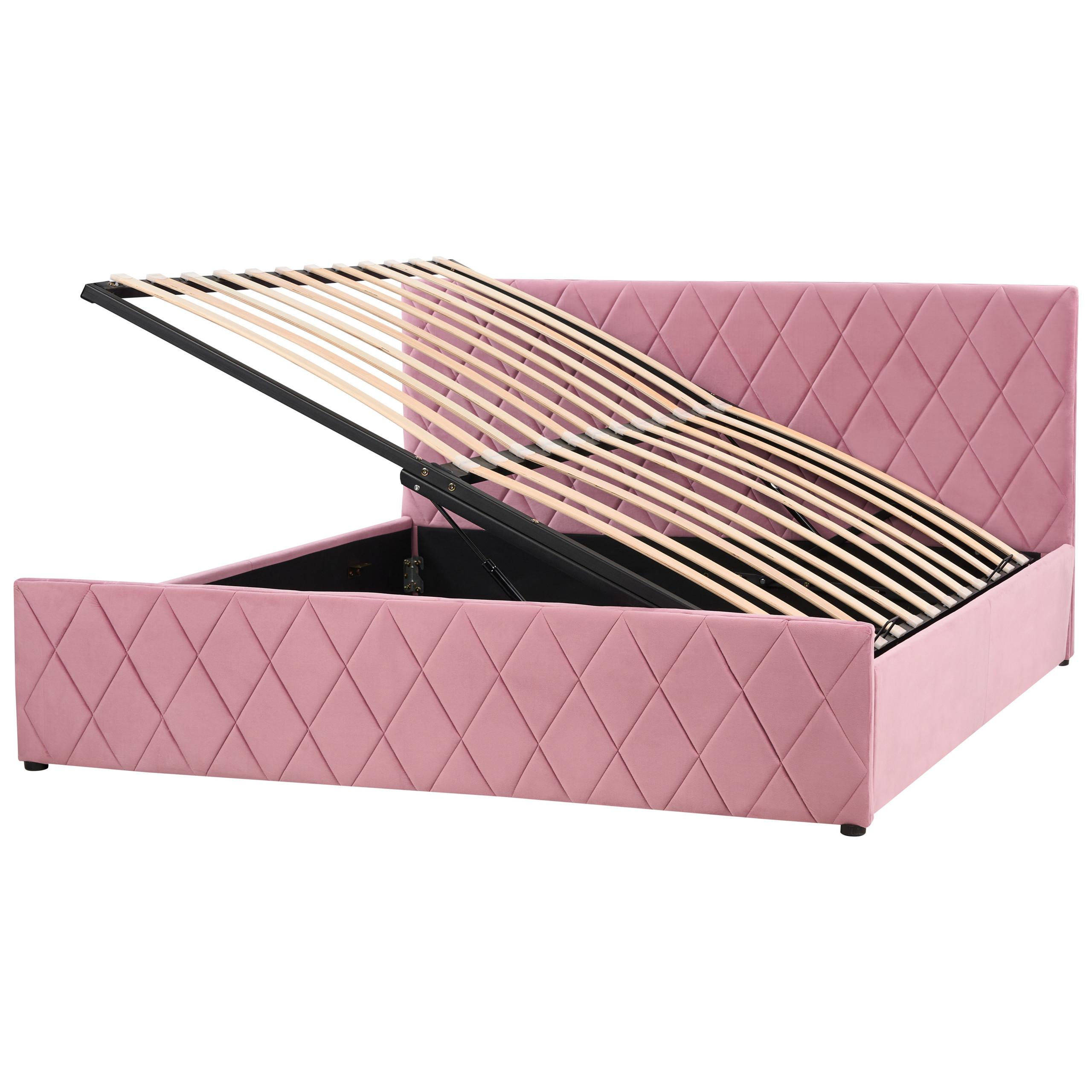 BETT mit Stauraum 180x200 cm Rosa Rochefort - Pink, Textil (180/200cm) - Beliani