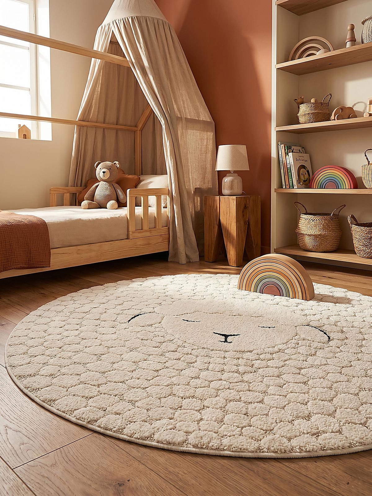 KINDERTEPPICH Kurzflor CANAZEI Polypropylen Creme 120 x 120 cm - Beige, Textil (120/120cm) - KADIMA DESIGN