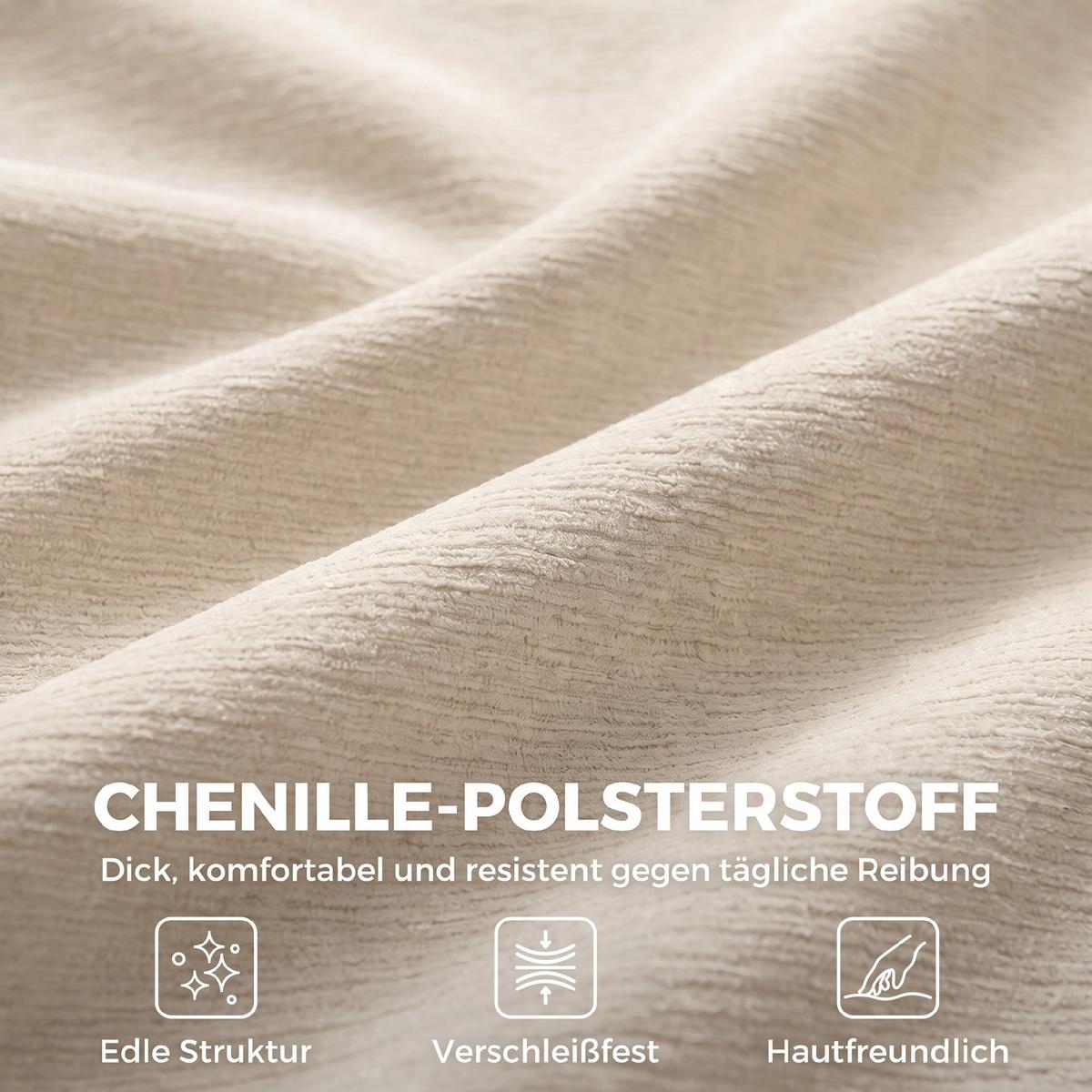 3-SITZER-SOFA Chenille 100 Polyester Schaumstoff Cremeweiß - Creme, Textil (95/70/244cm) - HOMCOM