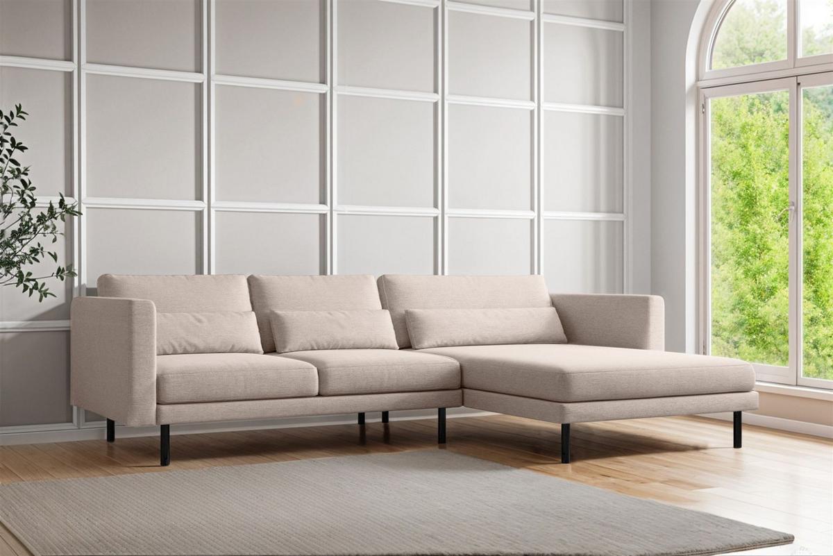 ECKSOFA Agada In Verita - Beige, Holzwerkstoff/Textil (281/174cm) - Fun Möbel