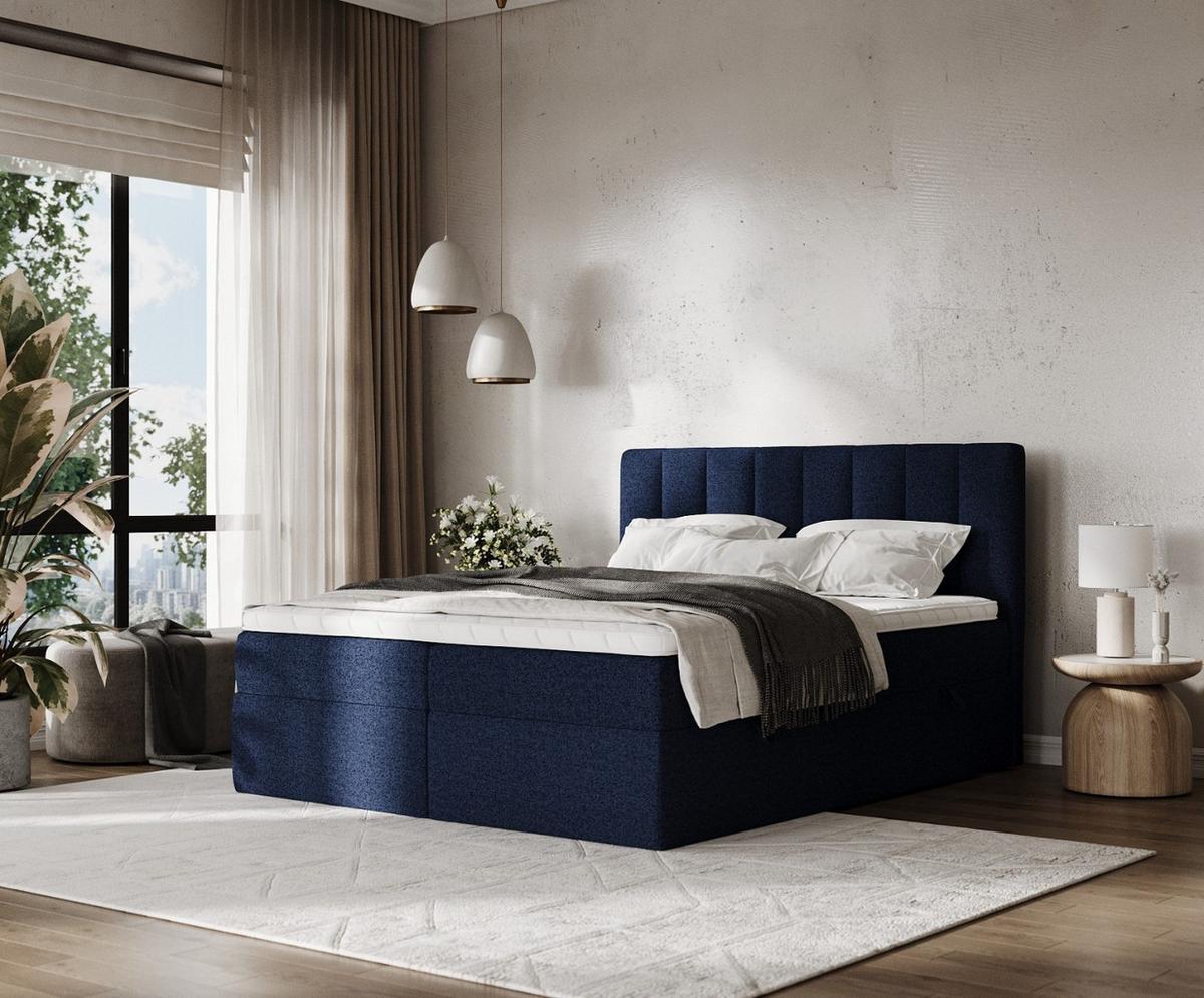 BOXBETT Bari 180/200 cm Marineblau im Riva Stoff - Dunkelblau, Holz/Holzwerkstoff (180/200cm) - AltaBeds