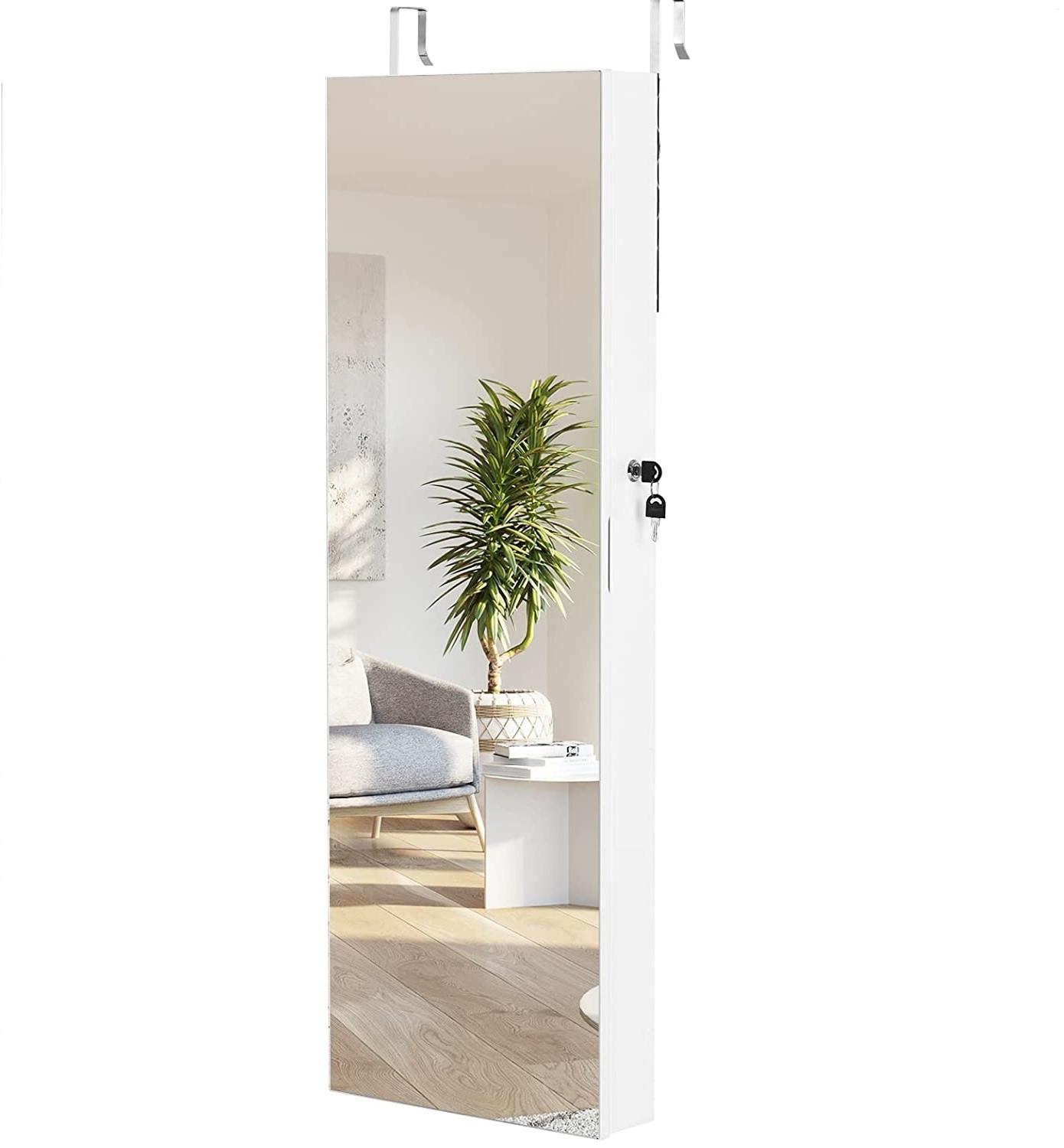SCHMUCKSCHRANK Verspiegelter Weiß - Weiß, Holz (36/108/10cm) - COSTWAY