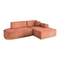 ECKSOFA Ottomane Rechts IREA-L1-v2 - 232x165x80 cm Apricot - Koralle, Holzwerkstoff/Textil (232/165cm) - ALTDECOR