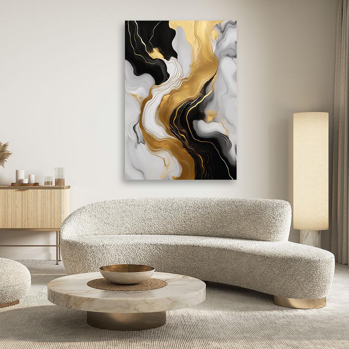 LEINWANDBILD Abstrakter Marmor 70x100cm - Goldfarben, Textil (70/100cm) - Feeby