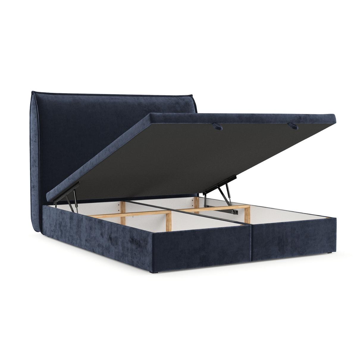 POLSTERBETT Tuvalu mit Stauraum 120/200 cm Marineblau im Lotta Stoff - Schwarz/Dunkelblau, Holz/Holzwerkstoff (120/200cm) - AltaBeds