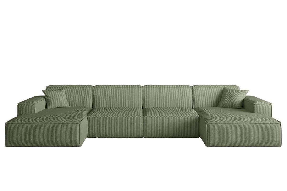 WOHNLANDSCHAFT Celes Premium In Scala - Jadegrün, Holzwerkstoff/Textil (379/73/165cm) - Fun Möbel