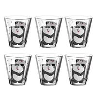 KINDERBECHER Bambini Panda 215 ml 6er Set - Schwarz/Weiß, Glas (0.215L) - Leonardo Living