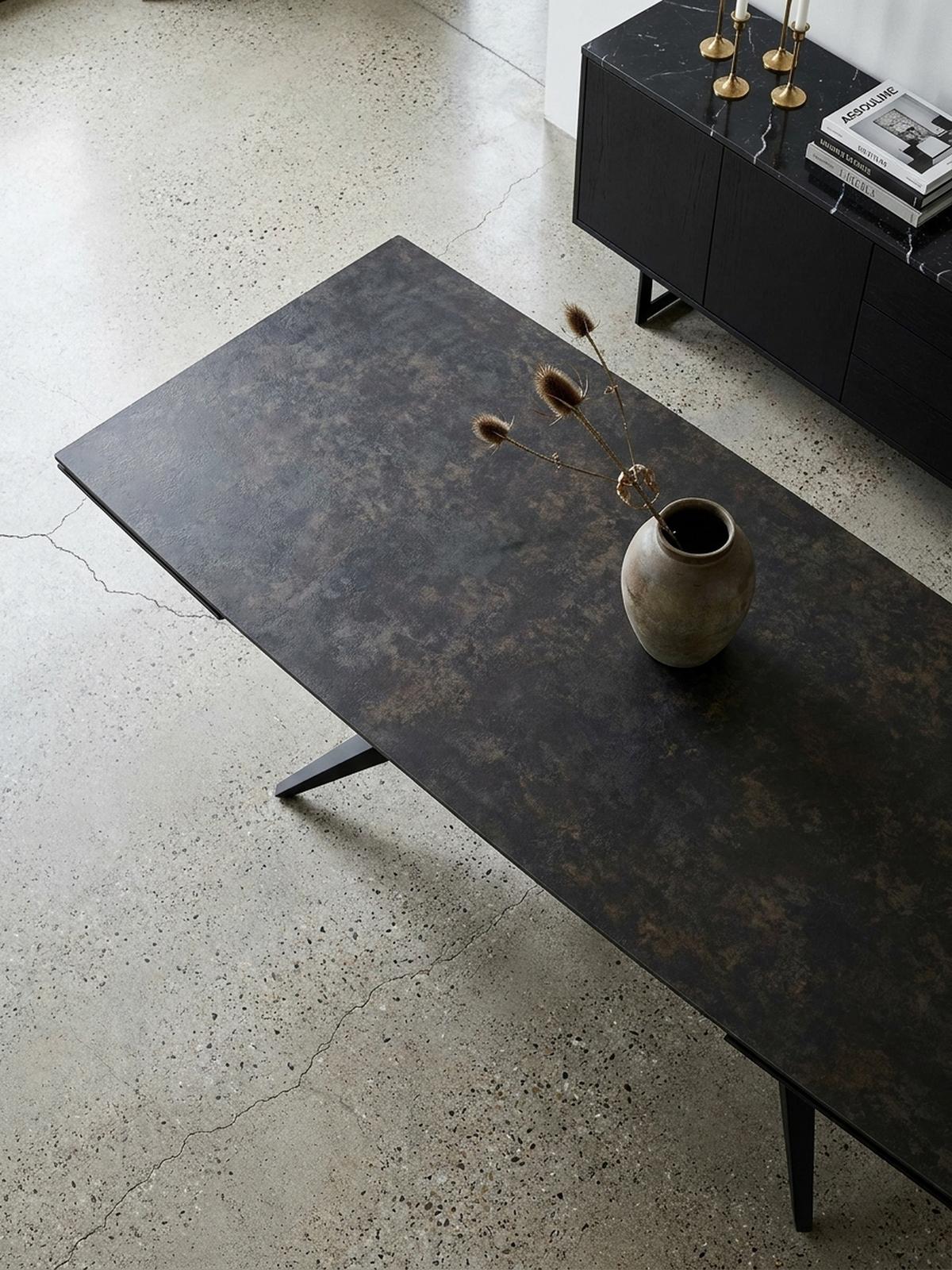 ESSTISCH Ausziehbar Keramik Glas Marmoroptik Groß, Schwarz 180x95x76 cm - Schwarz, Keramik/Metall (95/180/76cm) - KADIMA DESIGN