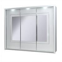 SCHWEBETÜRENSCHRANK ELDRI 208/212,5/67cm 3-türig mit Spiegel Weiß - Weiß, Holzwerkstoff (208/212.5/67cm) - MASSENO