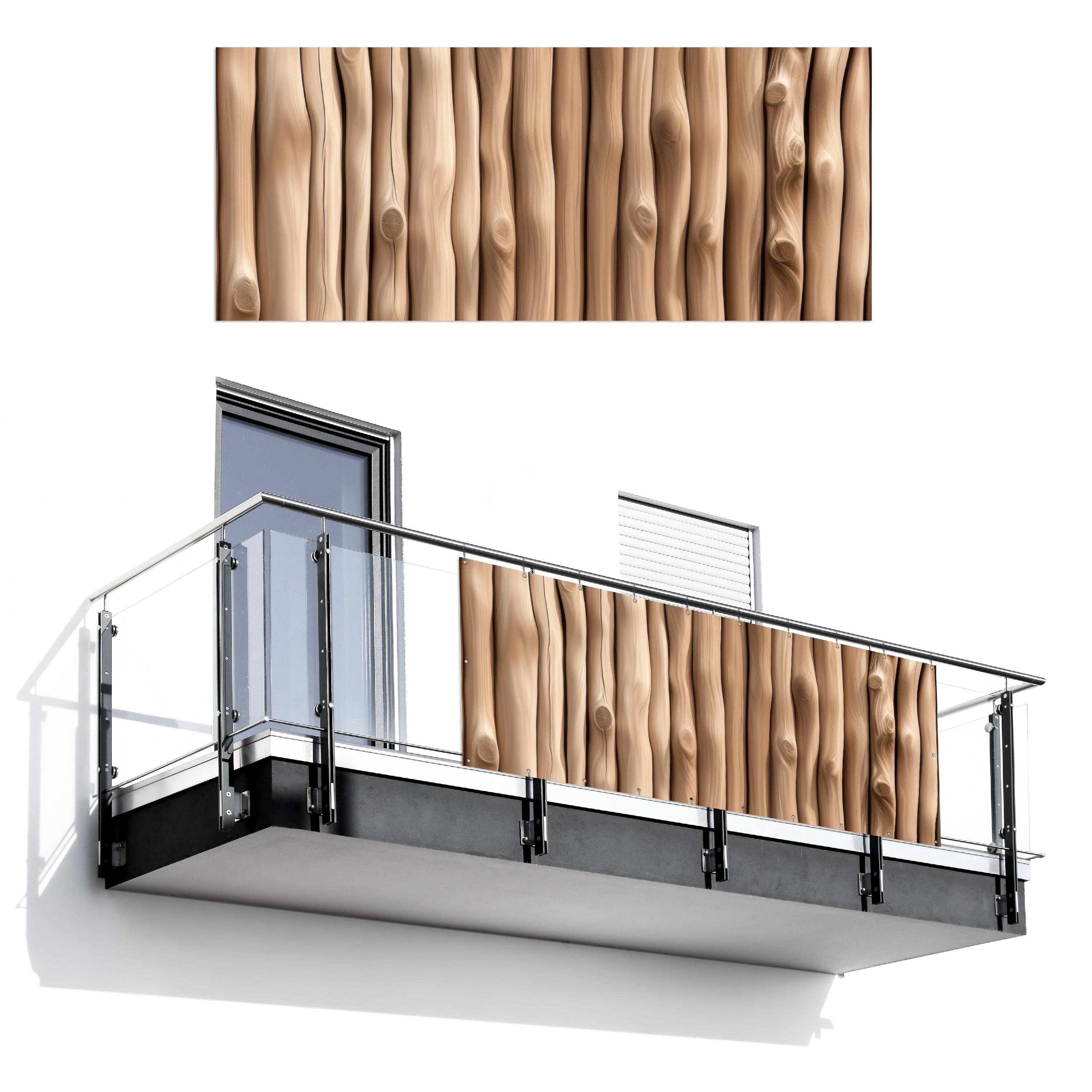 BALKON-SICHTSCHUTZ Holz - Stiel - Hellbraun Balkon Deko 300x130 cm - Ahornfarben, Kunststoff (300/130cm) - MuchoWow