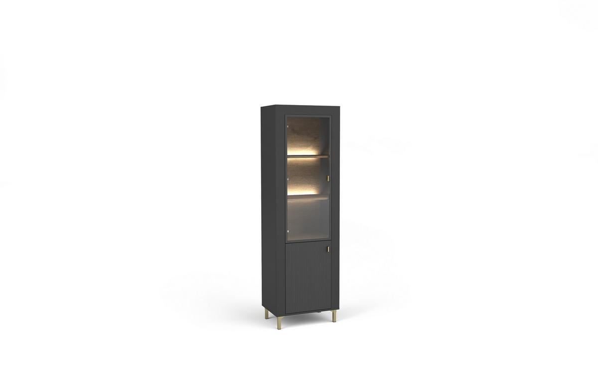 VITRINE ZELOS 193,6/60 cm in Schwarz - Schwarz, Holzwerkstoff (60/193.6/40cm) - MASSENO