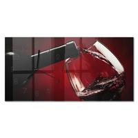 WANDUHR aus Glas 60x30 cm - Weinglas - Rot, Glas (60/30/0.4cm) - TULUP