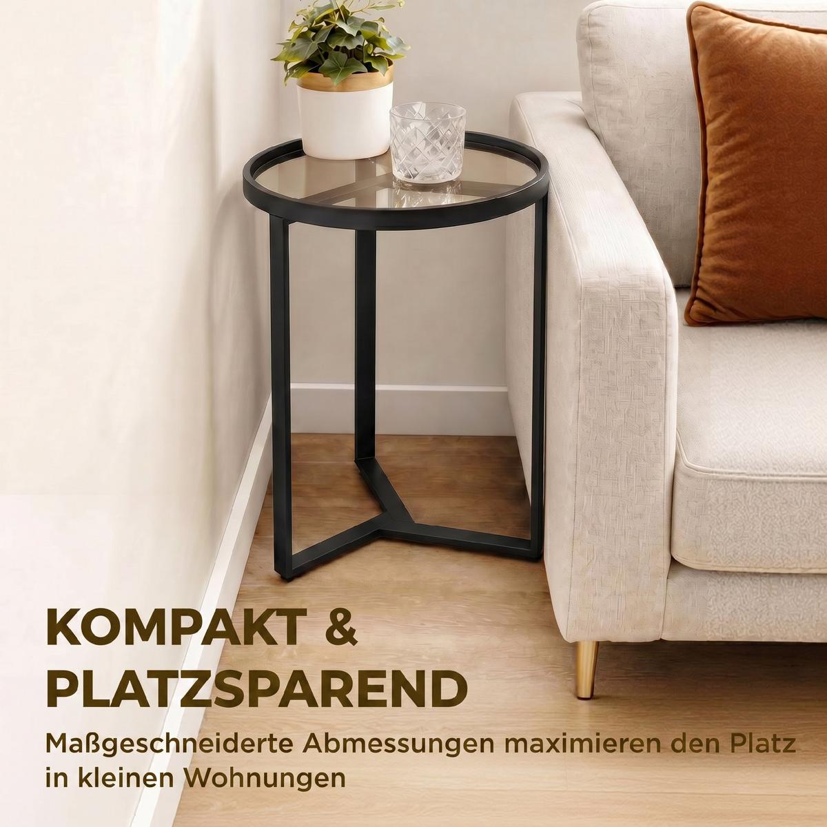 BEISTELLTISCH Gehärtetes Glas Schwarz - Schwarz, Glas/Metall (45/45/50cm) - HOMCOM