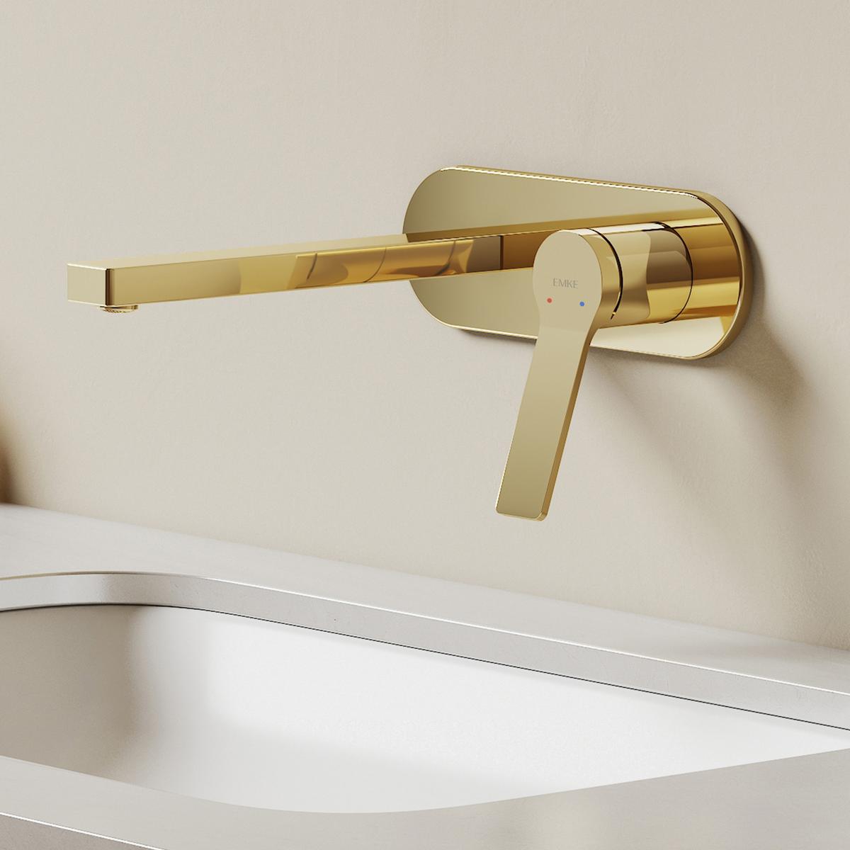 WASCHTISCHARMATUR mit Luftsprudler Messing Champagnergold - Goldfarben, Metall (21/7/28.8cm) - EMKE