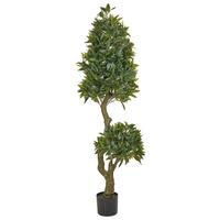 KUNSTPFLANZE im Blumentopf 160 cm Grün/Schwarz Laurele - Schwarz/Grün, Kunststoff (160cm) - Beliani