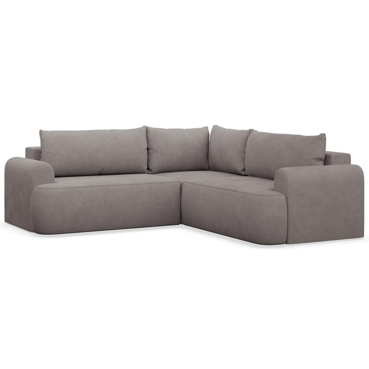 ECKSCHLAFSOFA Ovo graubraunVELOURSSTOFF universell MIT BETTKASTEN - Graubraun/Schwarz, Kunststoff/Textil (245/245cm) - Selsey
