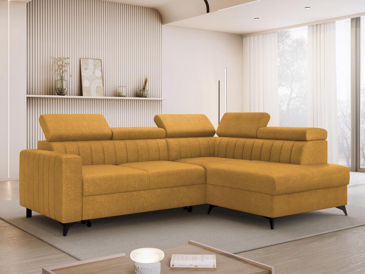 ECKSOFA Milano 2RRLXP, Seite: Rechts 2R+R+LXP - Currygelb, Holz/Textil (249/195cm) - MIRJAN24
