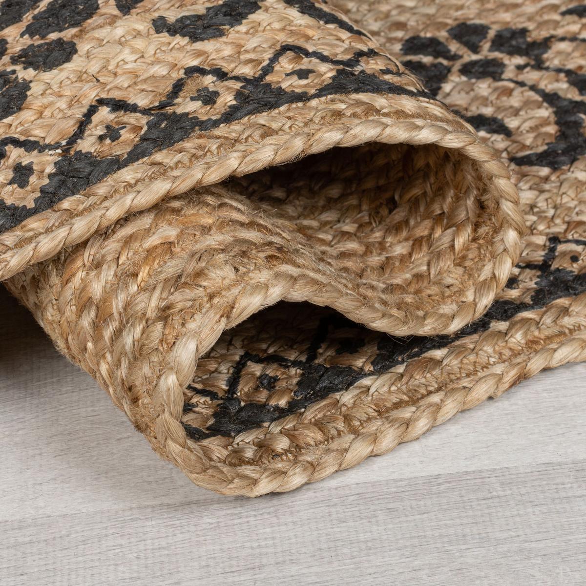 JUTETEPPICH handgewebt NEATH, floral, Braun-Schwarz, 160 x 230 cm - Braun, Naturmaterialien (160/230cm) - KADIMA DESIGN