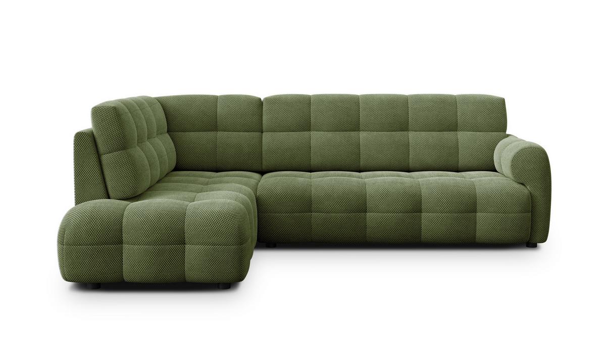 ECKSOFA MELLOW 5-Sitzer, olive - Schwarz/Grün, Holz/Textil (283/191cm) - Wozimo