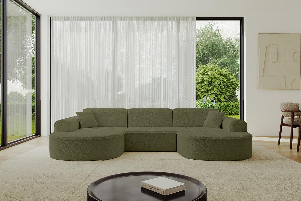 WOHNLANDSCHAFT TARO-U1 - 303x171x79,5 cm Grün - Grün, Holzwerkstoff/Textil (303/79.5/171cm) - ALTDECOR