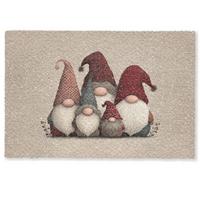 FUSSMATTE Wichtel - Weihnachten - Schnee - Zipfelmützen Türmatte 60x40 cm - Beige, Kunststoff (60/0.4cm) - MuchoWow