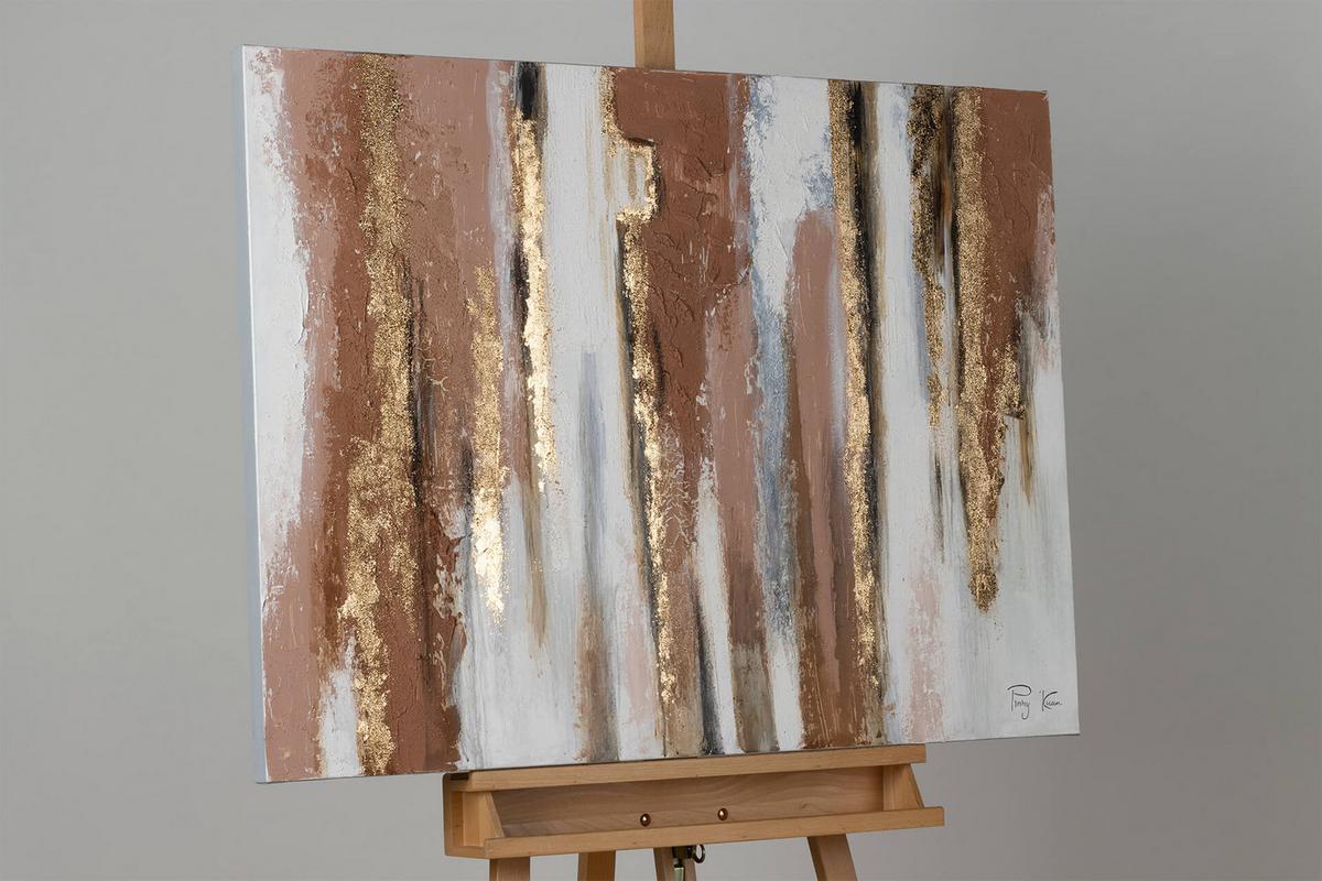 ACRYLBILD HANDGEMALT 100/75 cm - Weiß/Braun, Holz/Textil (100/75cm) - KUNSTLOFT