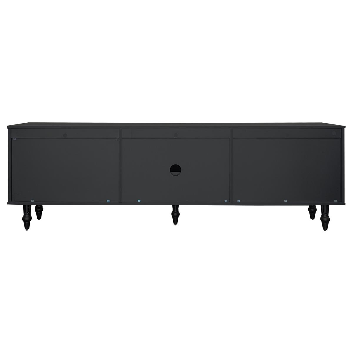 TV-LOWBOARD Schwarz & Gold 175 cm mit geriffeltem Glas & Retro-Design - Schwarz, Holzwerkstoff (175/55.5/38cm) - Urban Meuble
