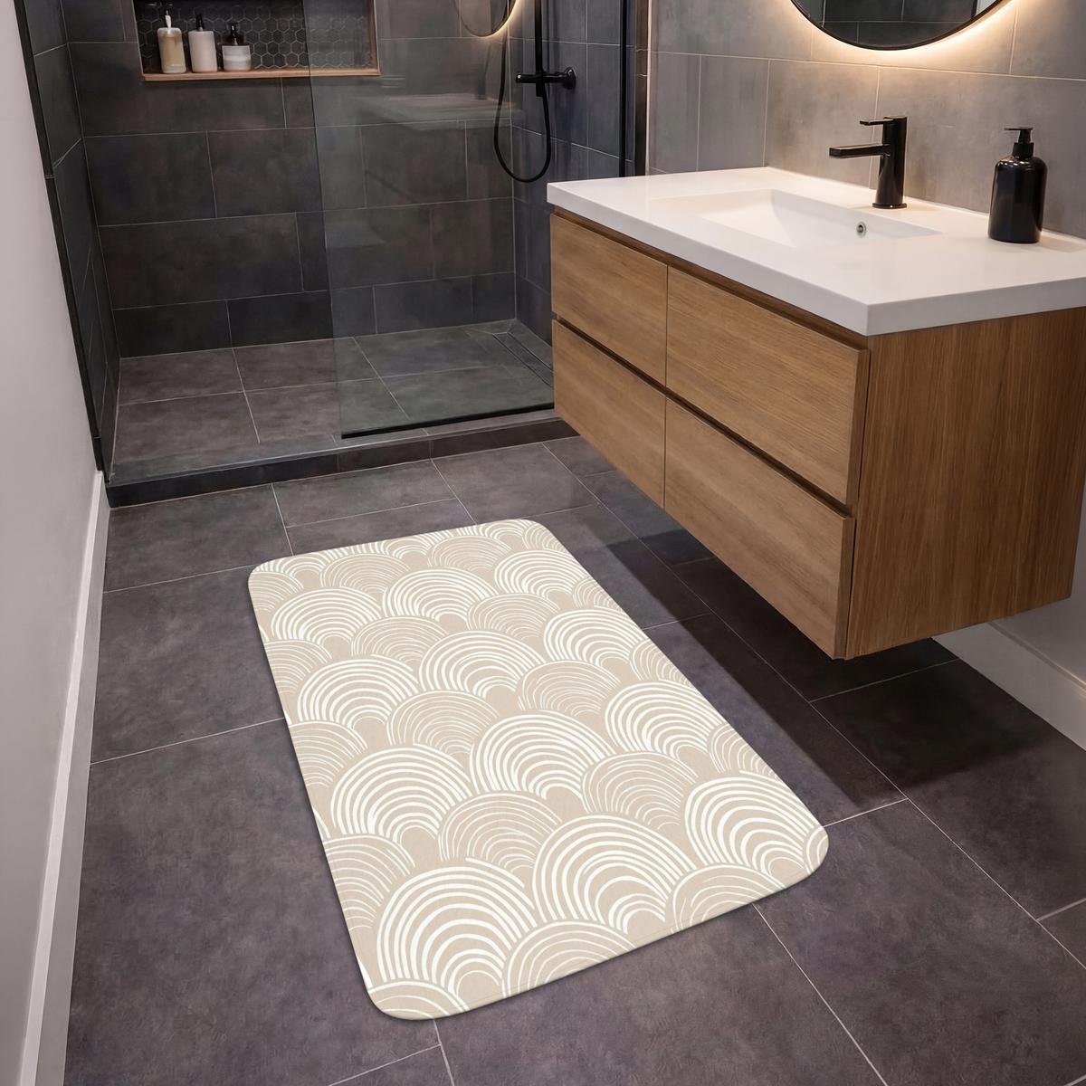 BADEMATTE Wellen - Textur - Beige 60x90 cm - Kaschmir, Textil (60/90cm) - OnlyWow