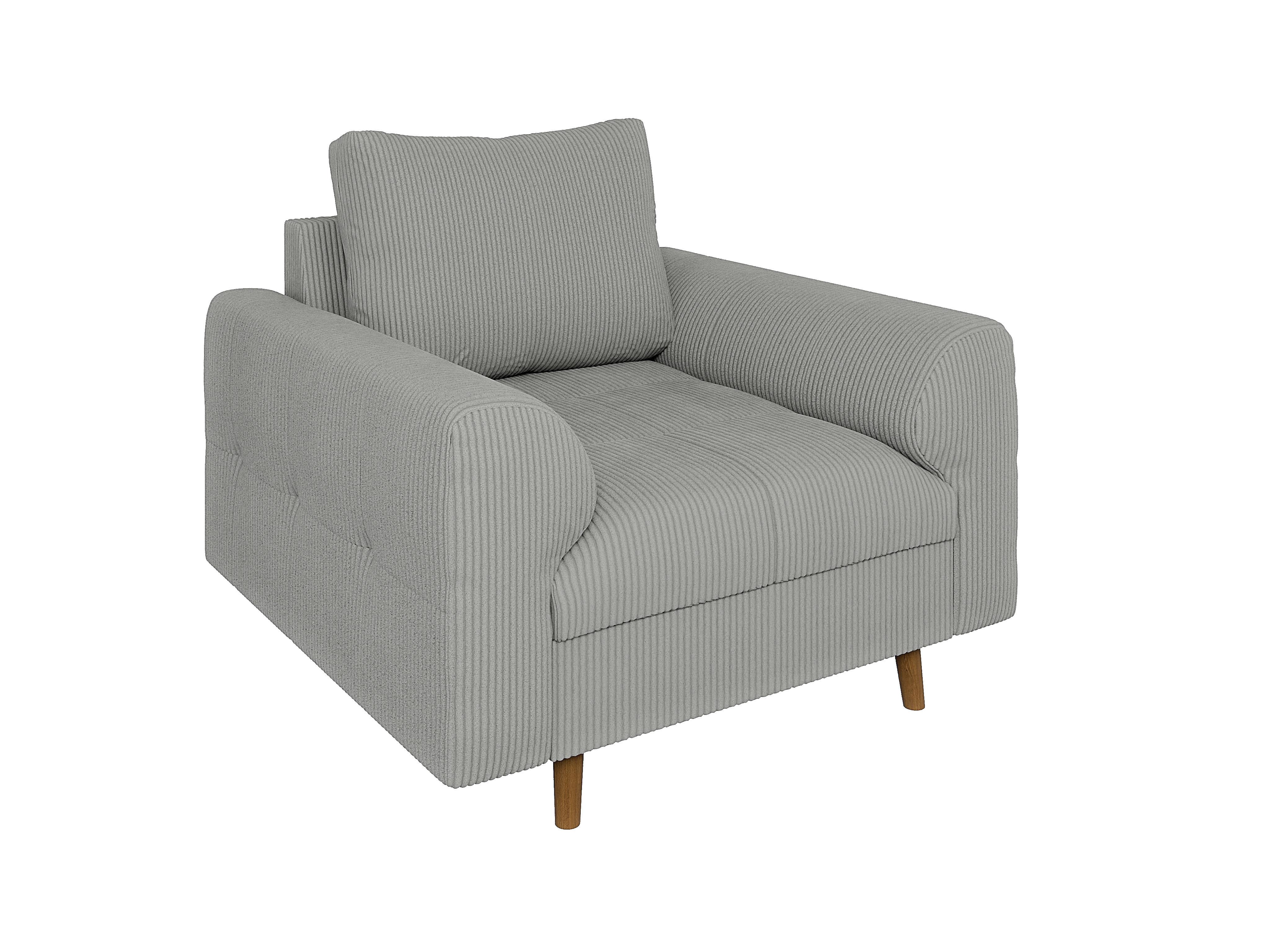 SESSEL Alma Hellgrau Cord - Hellgrau/Braun, Holz/Textil (97/81/93cm) - S-Style Möbel
