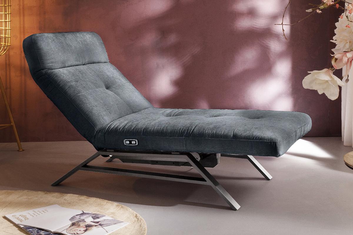 LIEGE MIT MOTORISCHER RELAXFUNKTION AMERIVA Schwarz Velvet Relaxfunktion - Silberfarben/Schwarz, Textil (80/110/158cm) - KAWOLA