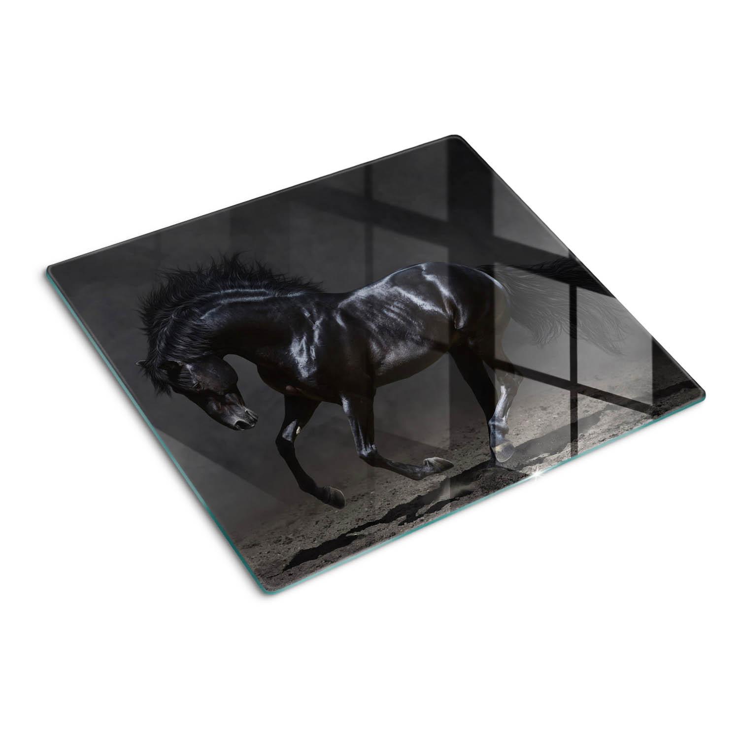 GLASPLATTE 60x52 cm Dunkles Pferd - Schwarz, Glas (60/0.4/52cm) - TULUP