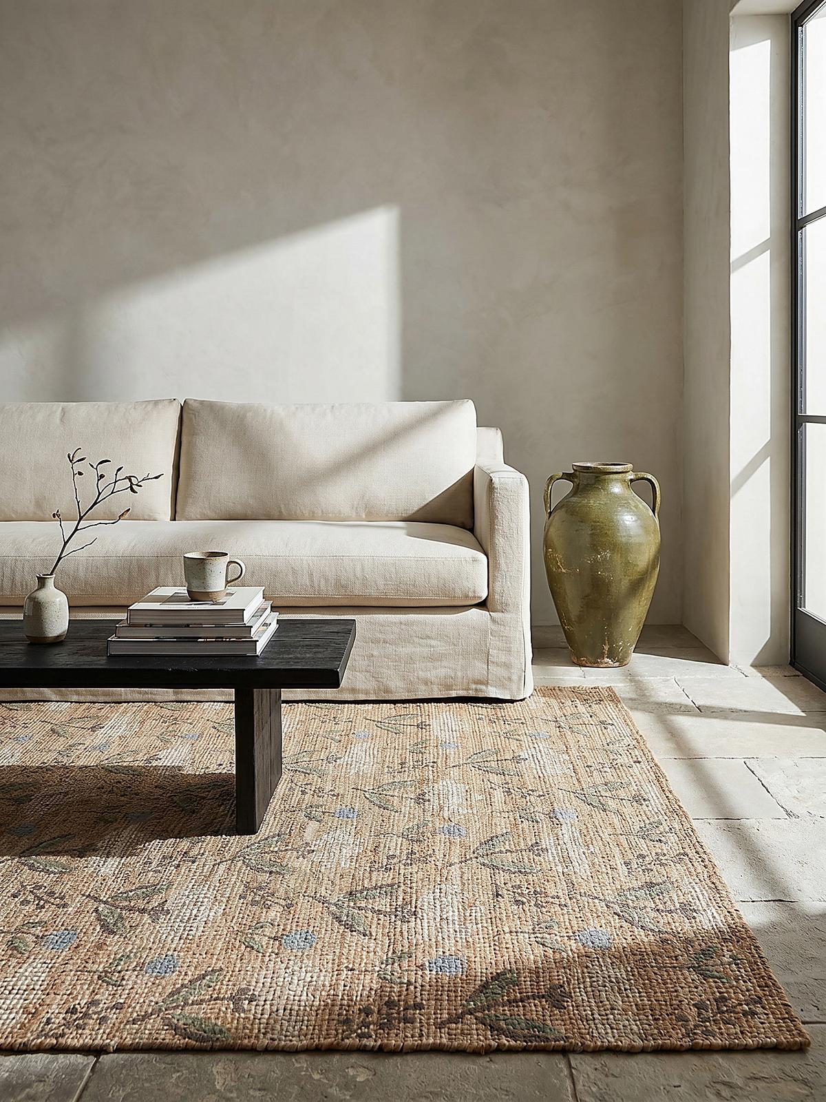 JUTETEPPICH handgewebt JED, floral, Natur, 120 x 170 cm - Braun, Textil (170/120cm) - KADIMA DESIGN