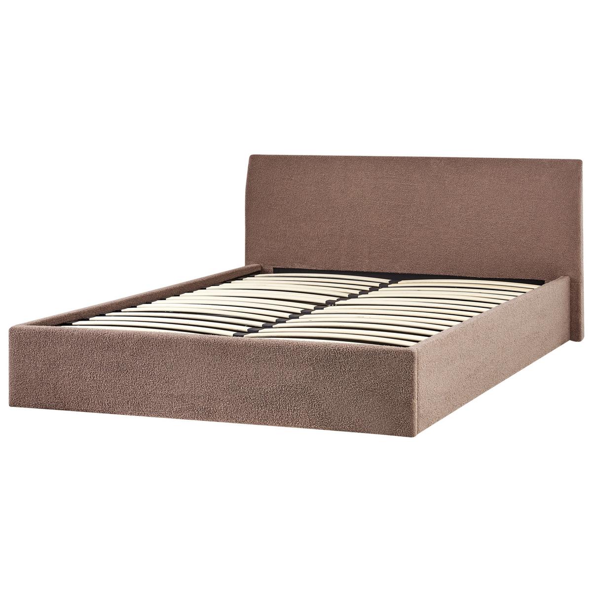 BETT mit Stauraum 180/200 cm Bouclé Braun Orbey - Braun, Textil (180/200cm) - Beliani