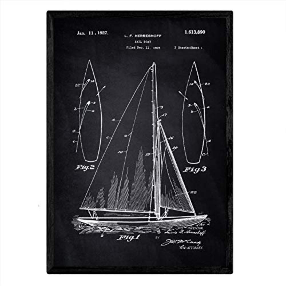 POSTER Segelschiff Patent A3 Rahmenlos - Klar/Schwarz, Papier (29.7/5/42cm) - Nacnic