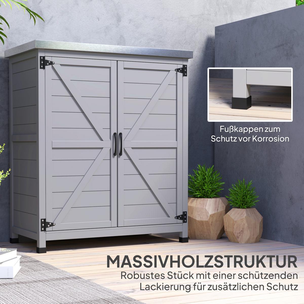 GARTENSCHRANK Holz Grau - Grau, Holz (43/92/79cm) - Outsunny