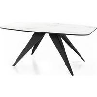 ESSTISCH Foster rechteckig ausziehbar, Marmor Weiß 180-218/90/76 cm - Ecru/Schwarz, Holzwerkstoff/Metall (90/220/76cm) - WFL GROUP