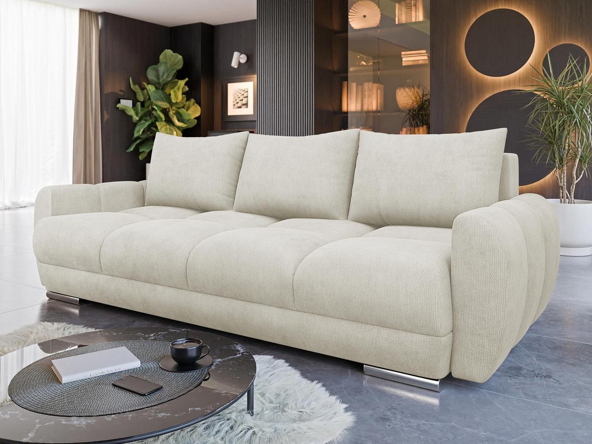 SCHLAFSOFA Logo 3 - Sandfarben/Silberfarben, Holz/Kunststoff (234/89/97cm) - MIRJAN24