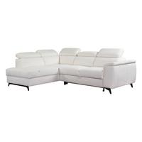 ECKSOFA VOLA Weiß Velours-Stoff mit Schlaffunktion - Weiß, Holz (270/199cm) - MASSENO