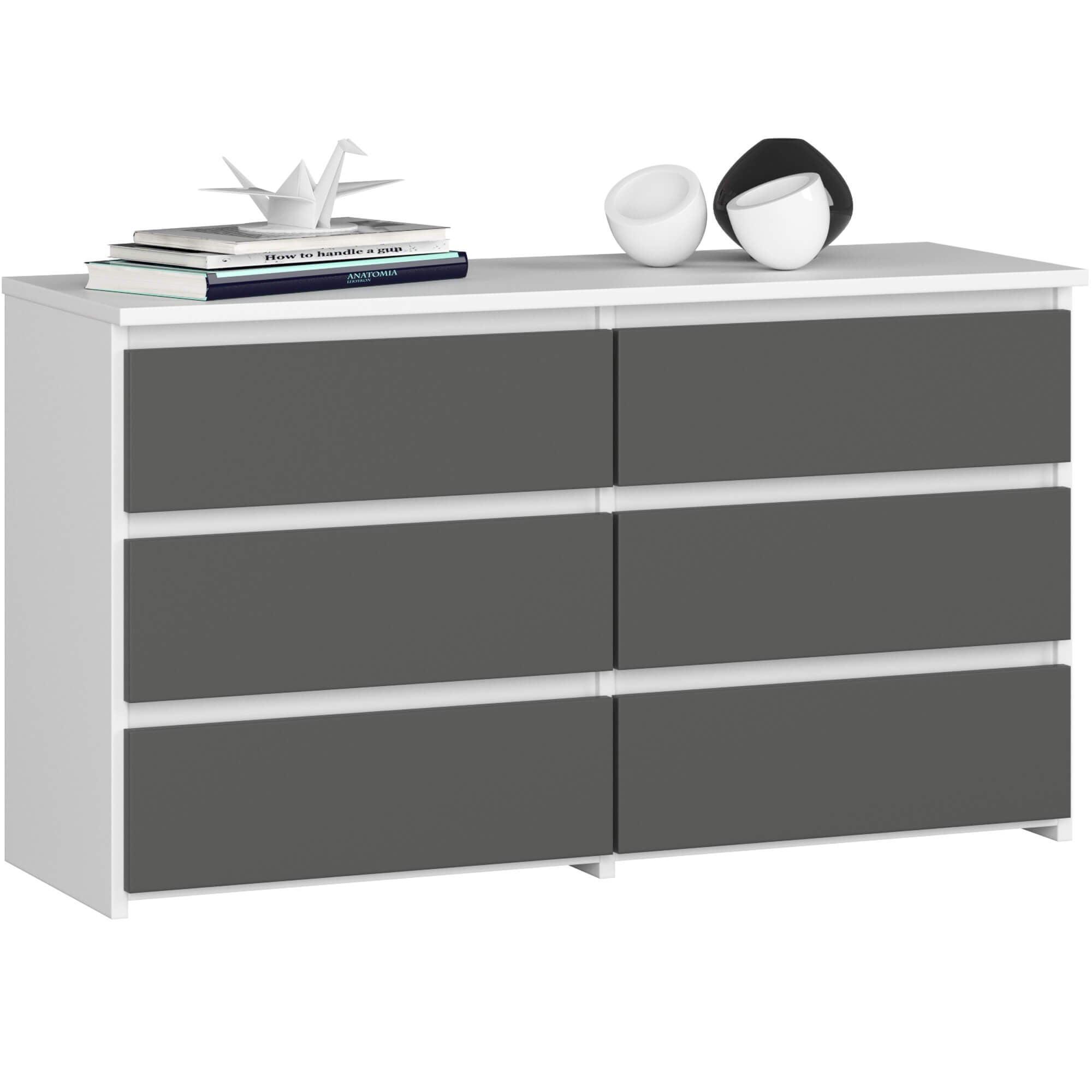 KOMMODE Weiß, Graphit Grau 57/100/35 - Weiß, Holzwerkstoff (100/57/35cm) - RAUMHIRSCH FURNITURE