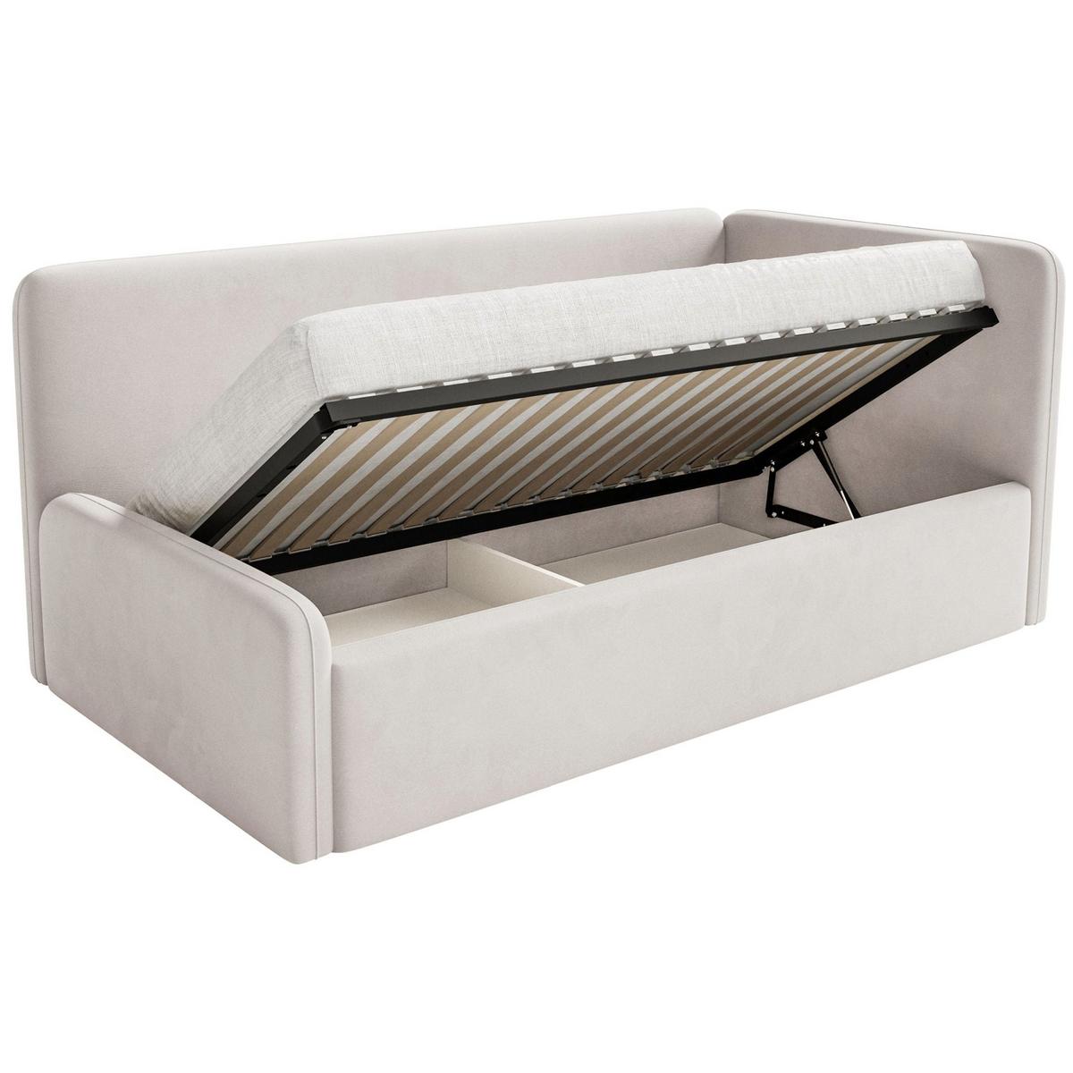 JUGENDBETT Fanko Samt Hellbeige 90x200 cm - Ecru/Schwarz, Kunststoff/Textil (90/200cm) - Selsey