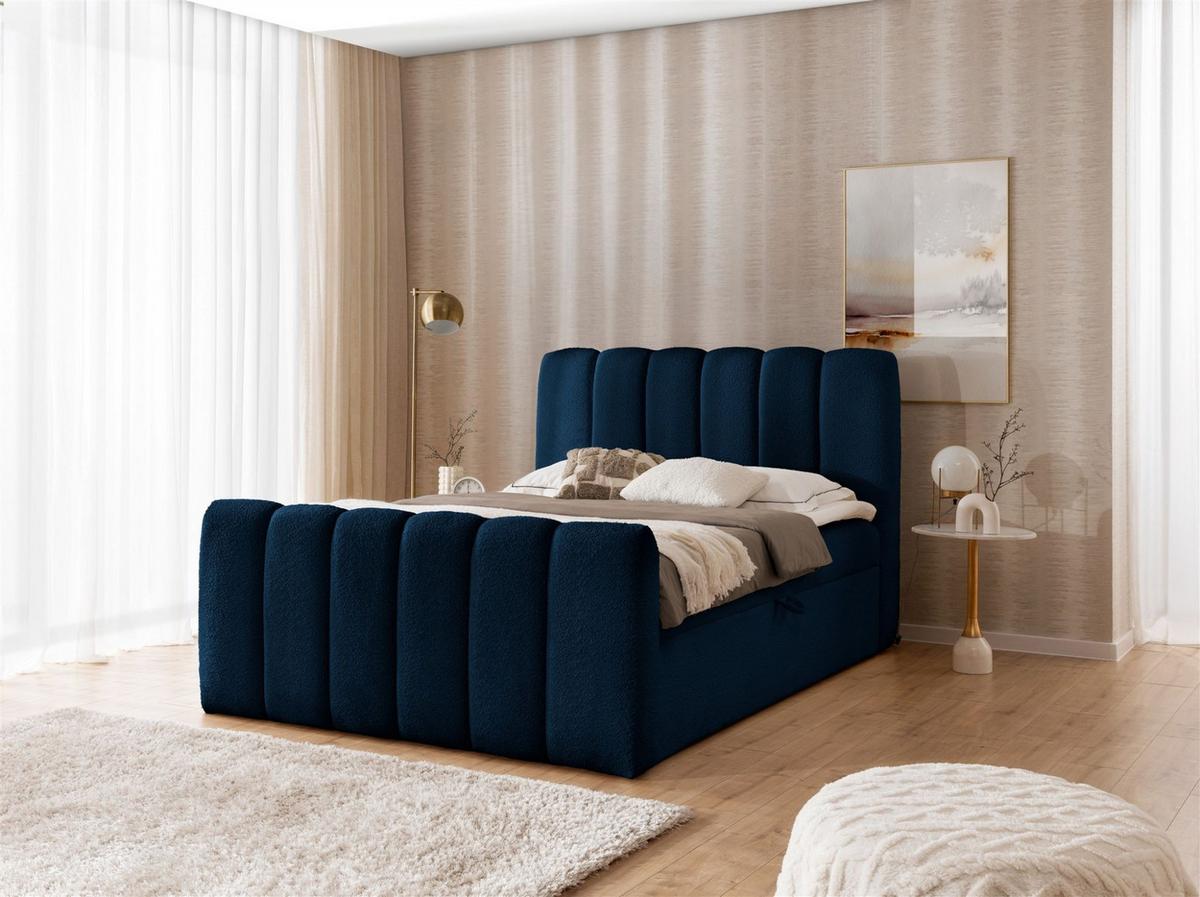 BOXBETT Denis Premium - Blau, Holzwerkstoff/Textil (120/200cm) - Fun Möbel