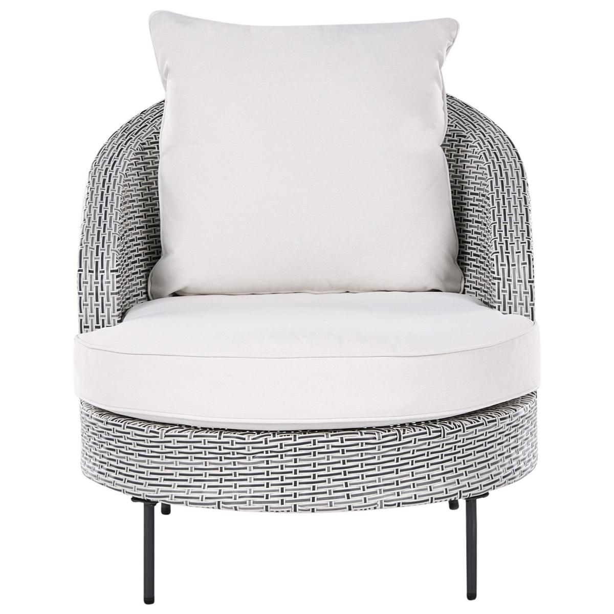 GARTENSESSEL mit Ottomane Polyrattan Grau Arcille - Grau, Kunststoff (80/80/93cm) - Beliani